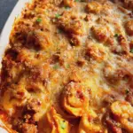 Cheesy Baked Tortellini Casserole With Meat Sauce