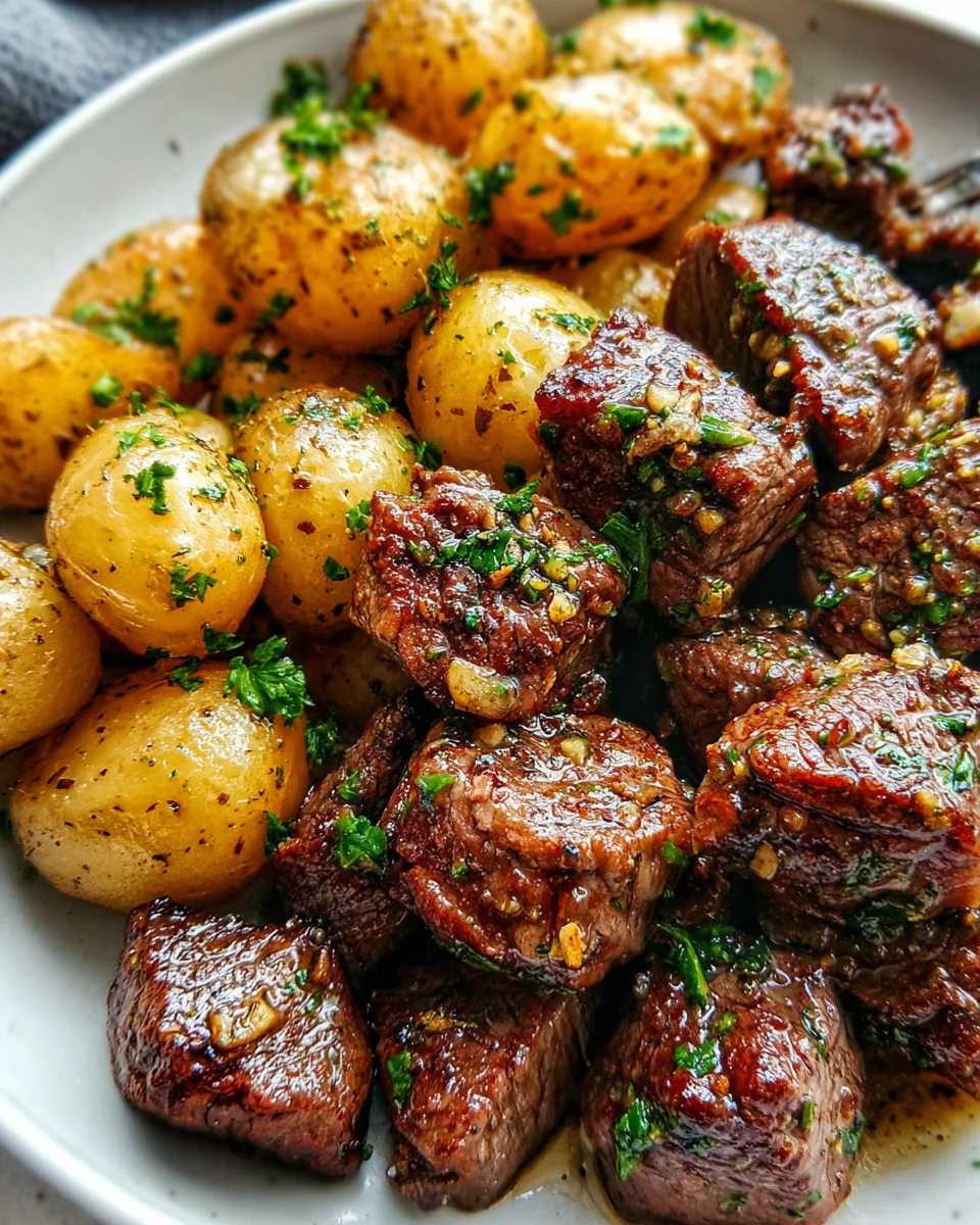 Garlic Steak Bites and Potatoes