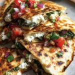 Mediterranean Quesadillas with Spinach, Feta, Mozzarella, and Red Onion