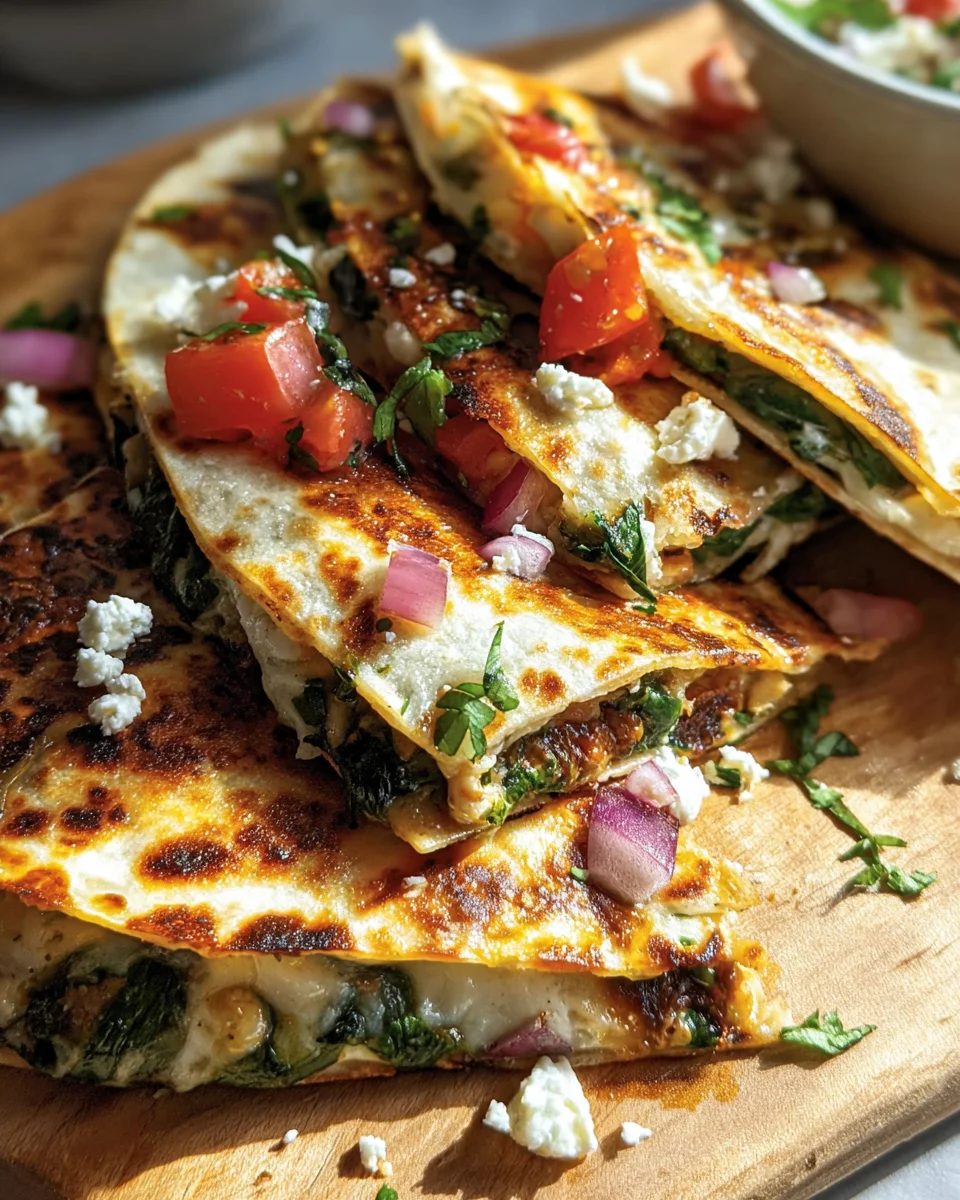 Mediterranean Quesadillas with Spinach, Feta, Mozzarella, and Red Onion 19 Mediterranean