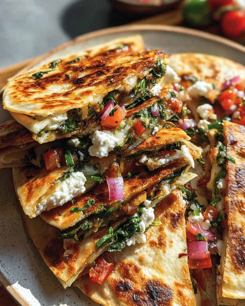 Mediterranean Quesadillas with Spinach, Feta, Mozzarella, and Red Onion 20 Mediterranean