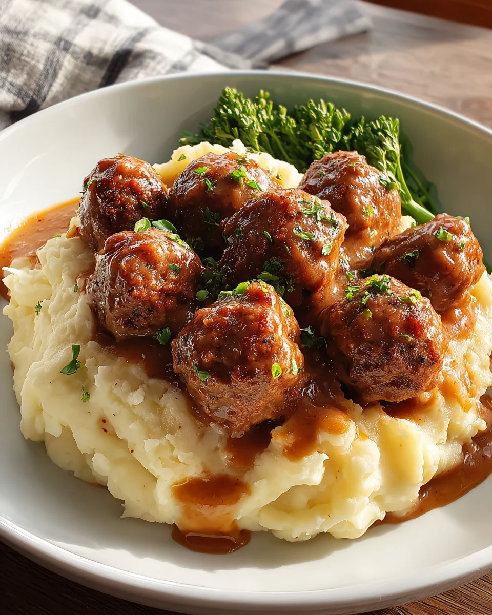 Salisbury Meatballs and Mashed Potatoes Recipe