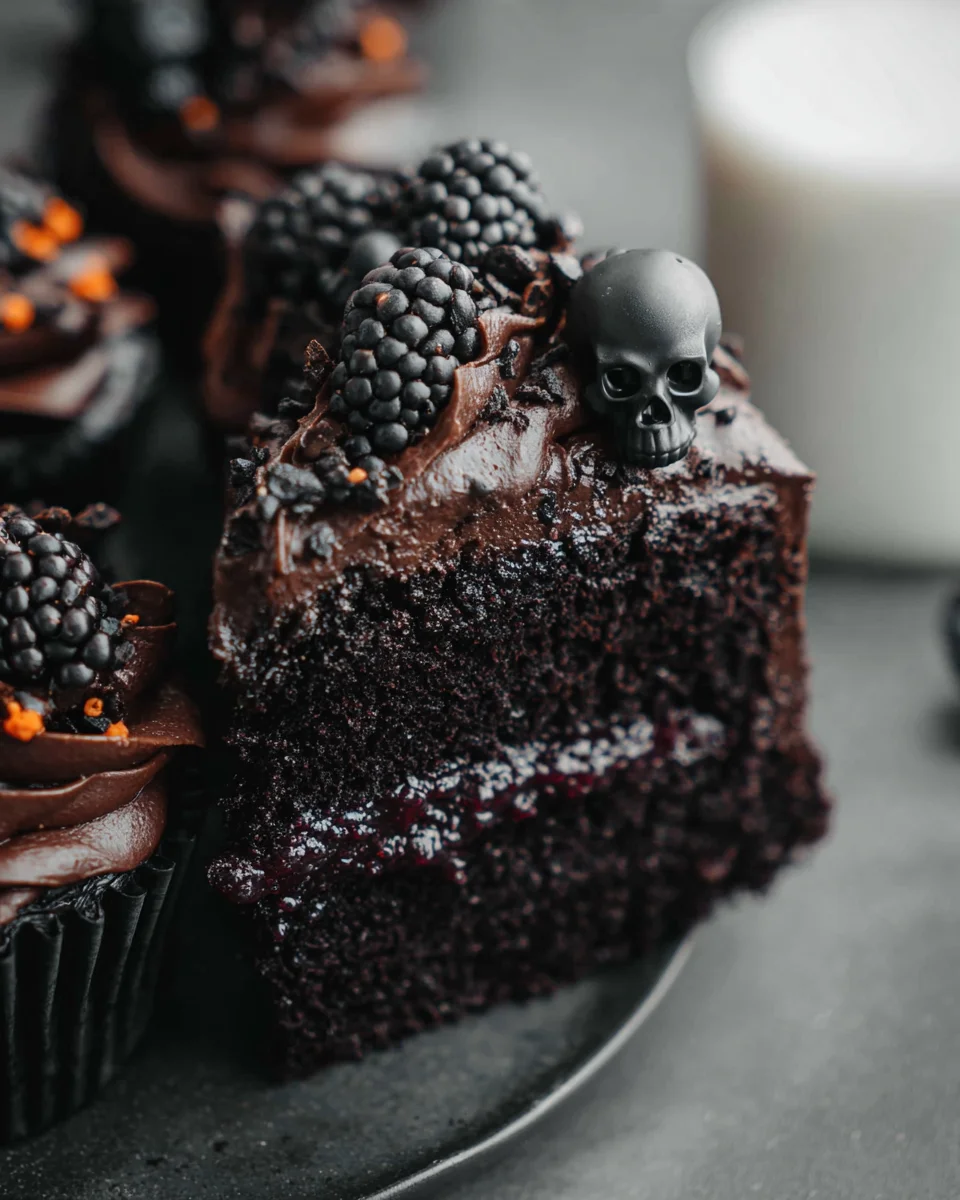 Spooky Black Velvet Halloween Cake