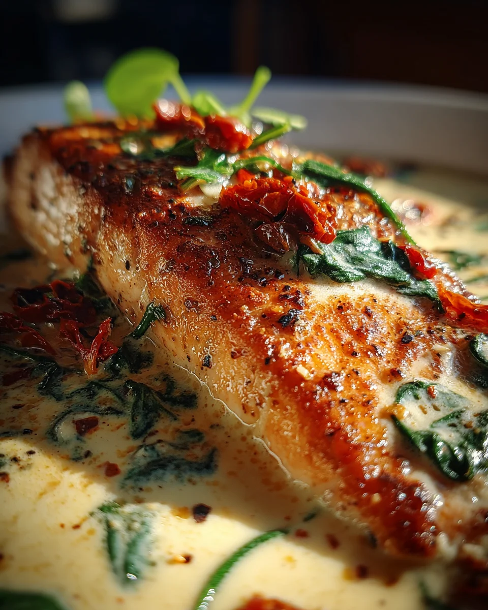 Tuscan Salmon with Parmesan Cream Sauce