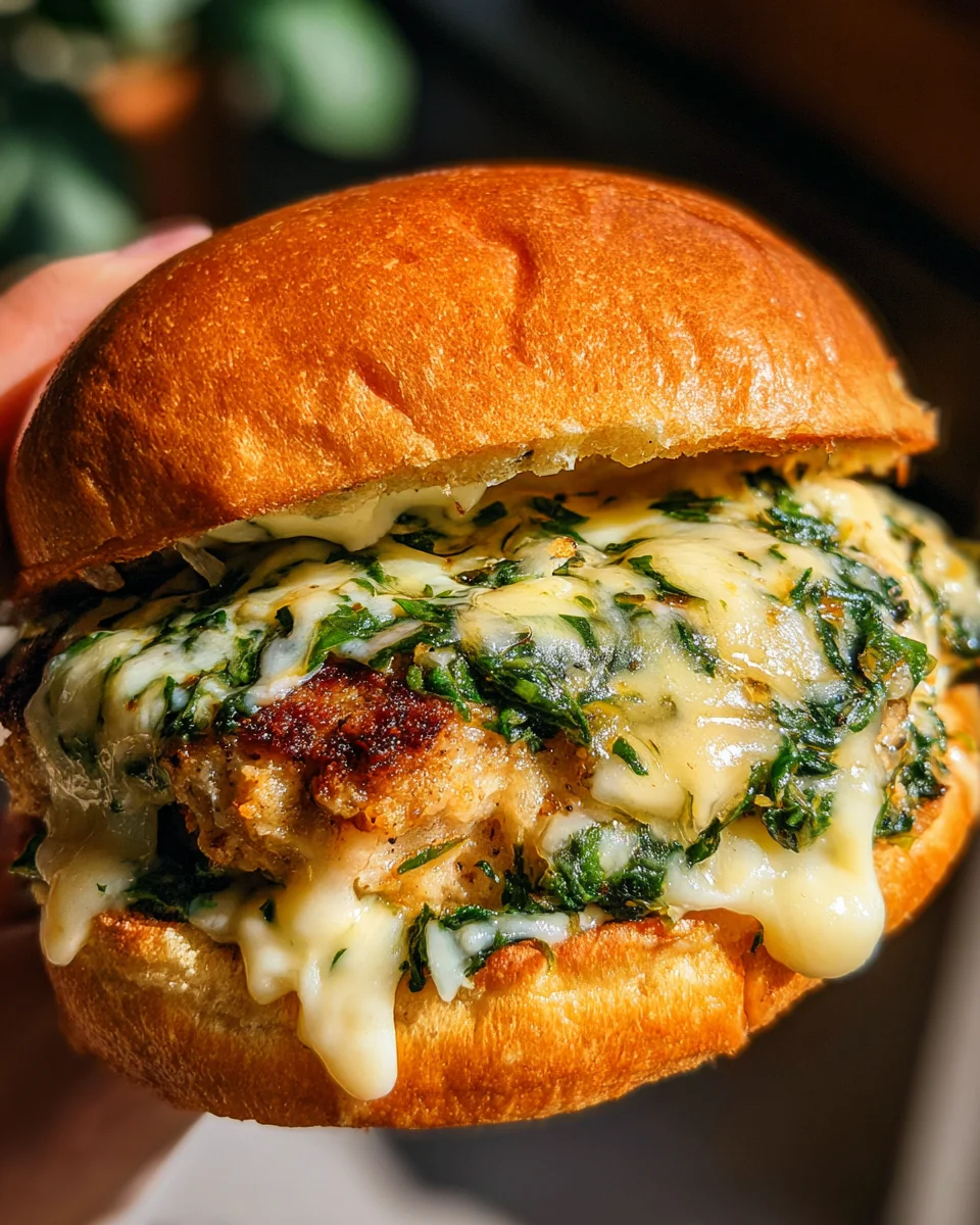 White Cheddar Spinach Chicken Burgers