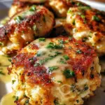Cheddar Bay Crab Cakes with Lemon Butter Drizzle