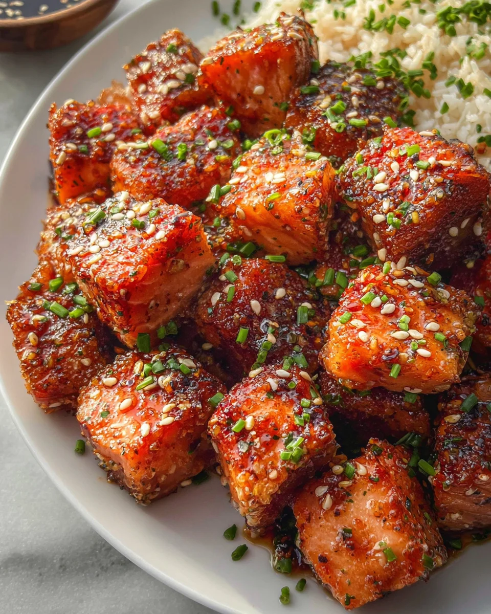 Honey Garlic Salmon Bites