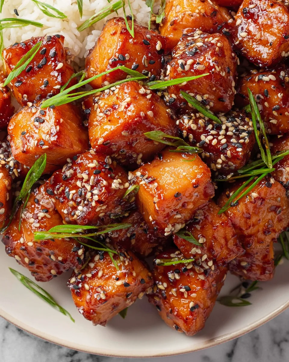 Honey Garlic Salmon Bites 20 Honey