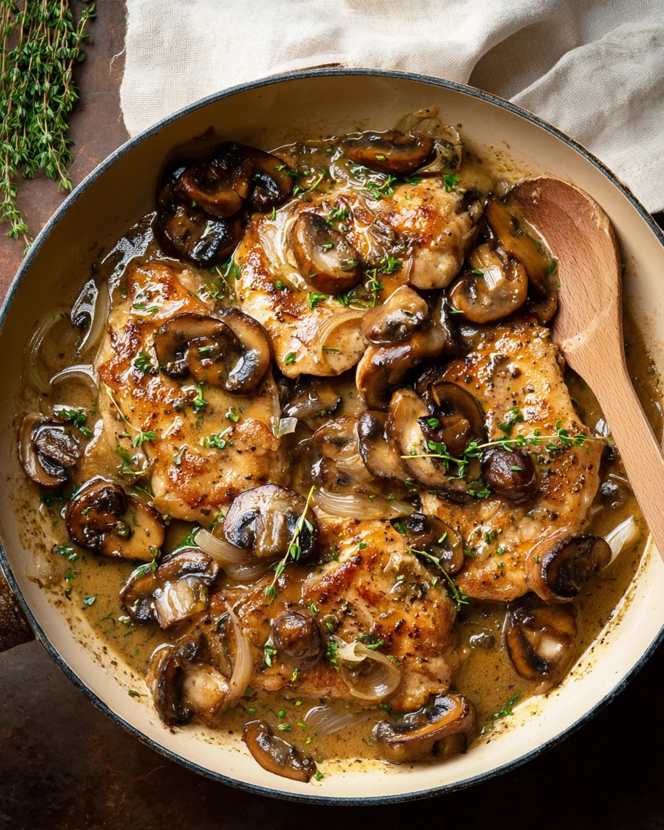 Skillet Chicken and Mushroom Wine Sauce