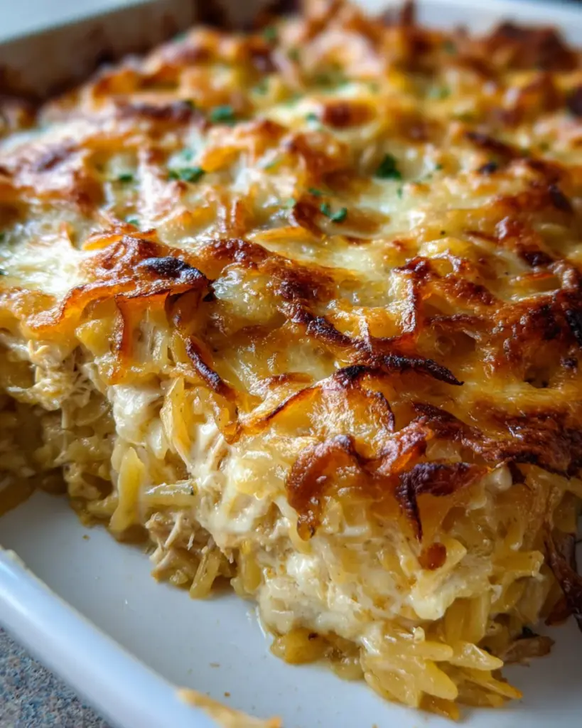 French Onion Chicken Orzo Casserole 4