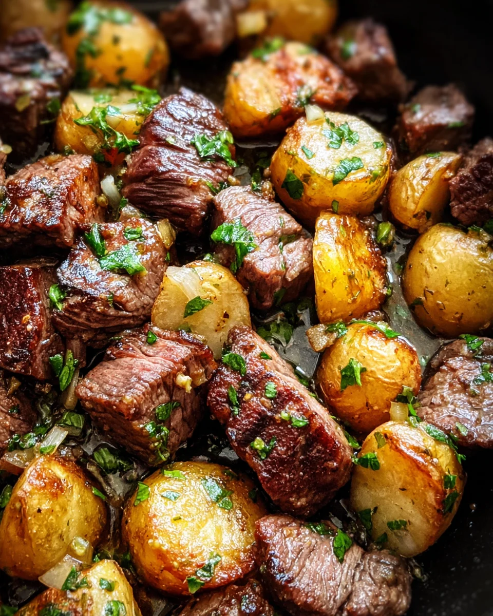 Garlic Butter Steak Bites and Potatoes