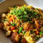 High Protein Crispy Garlic Chicken Fried Rice