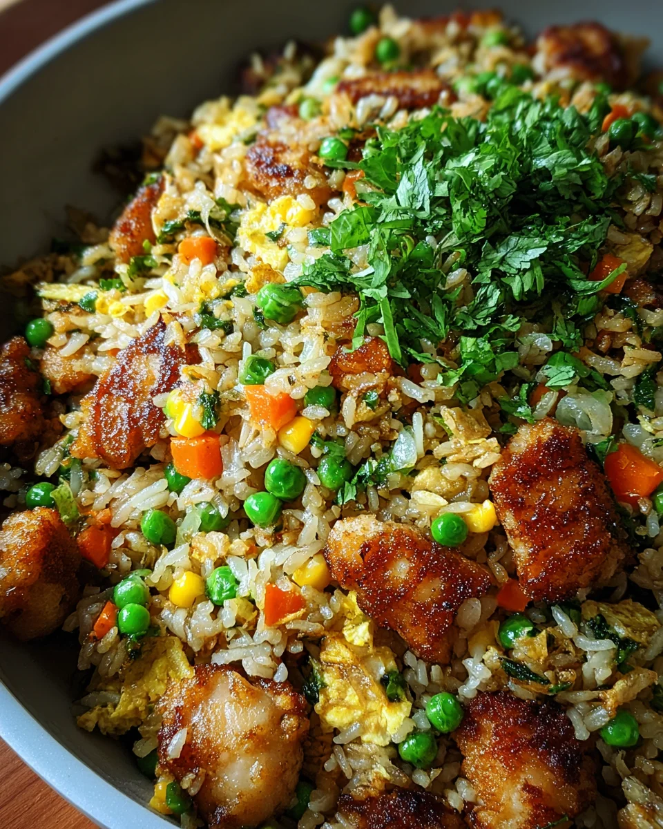High Protein Crispy Garlic Chicken Fried Rice 25 High