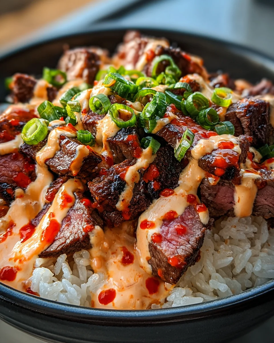Korean BBQ Steak Rice Bowls with Spicy Cream Sauce 24 Korean