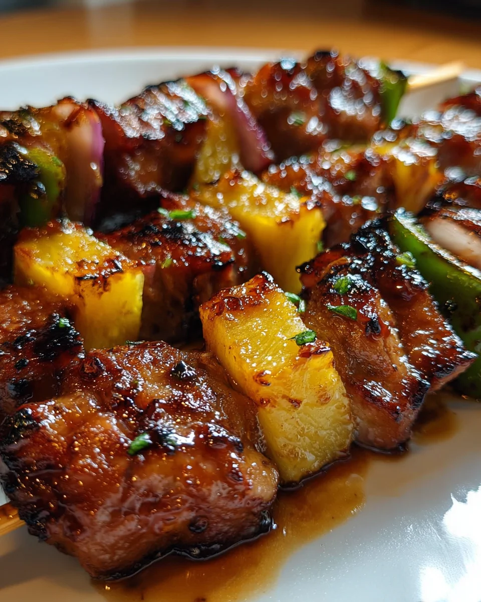 Pineapple BBQ Pork Skewers
