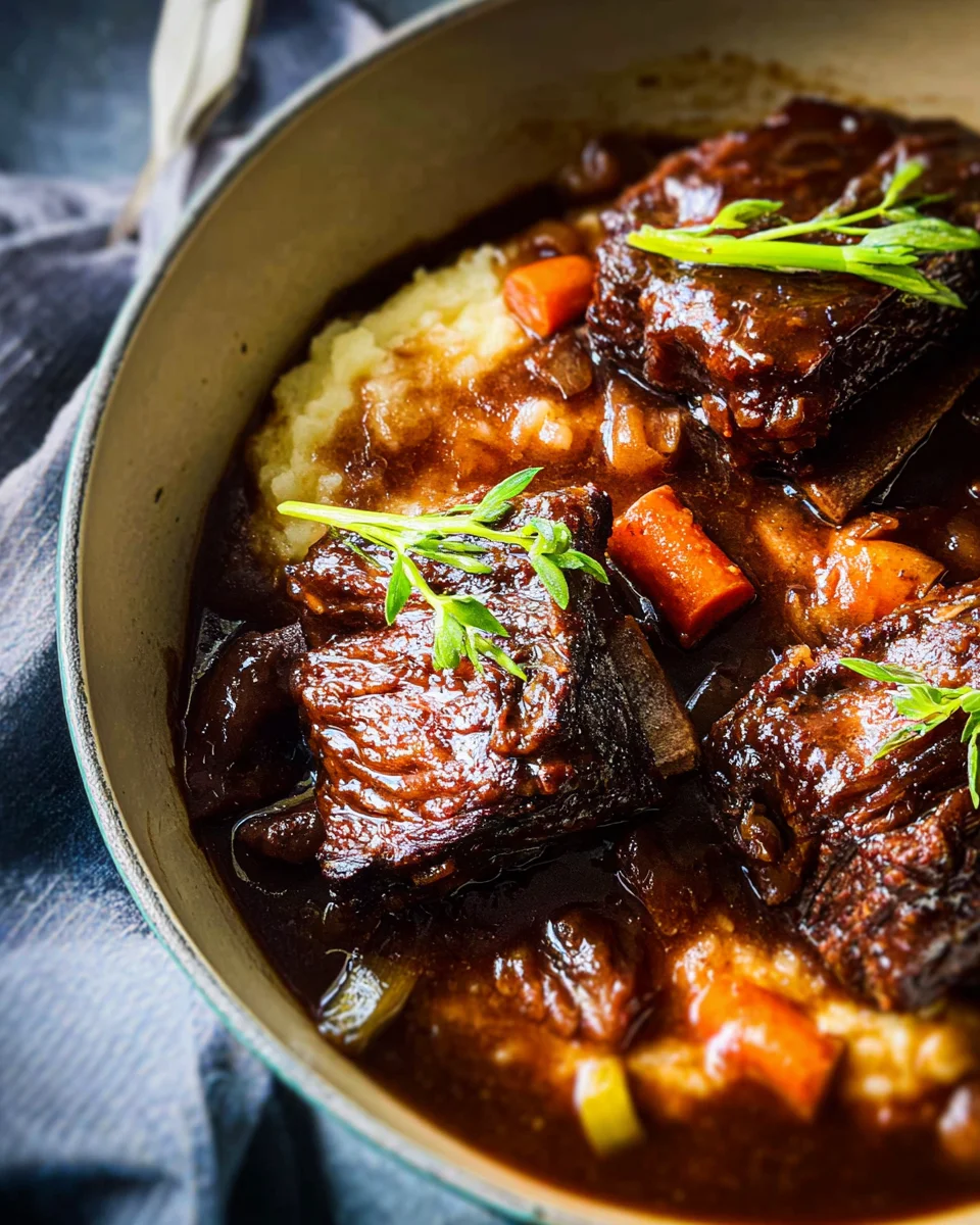 Red Wine Braised Short Ribs in Dutch Oven