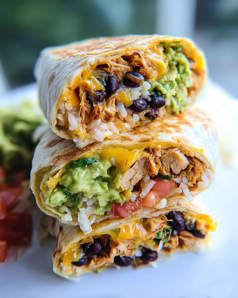 Seven Layer Chicken Burritos