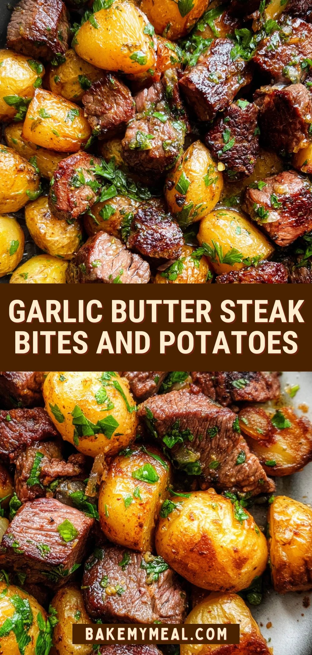 Garlic Butter Steak Bites and Potatoes 17 Pinterest Hidden Image