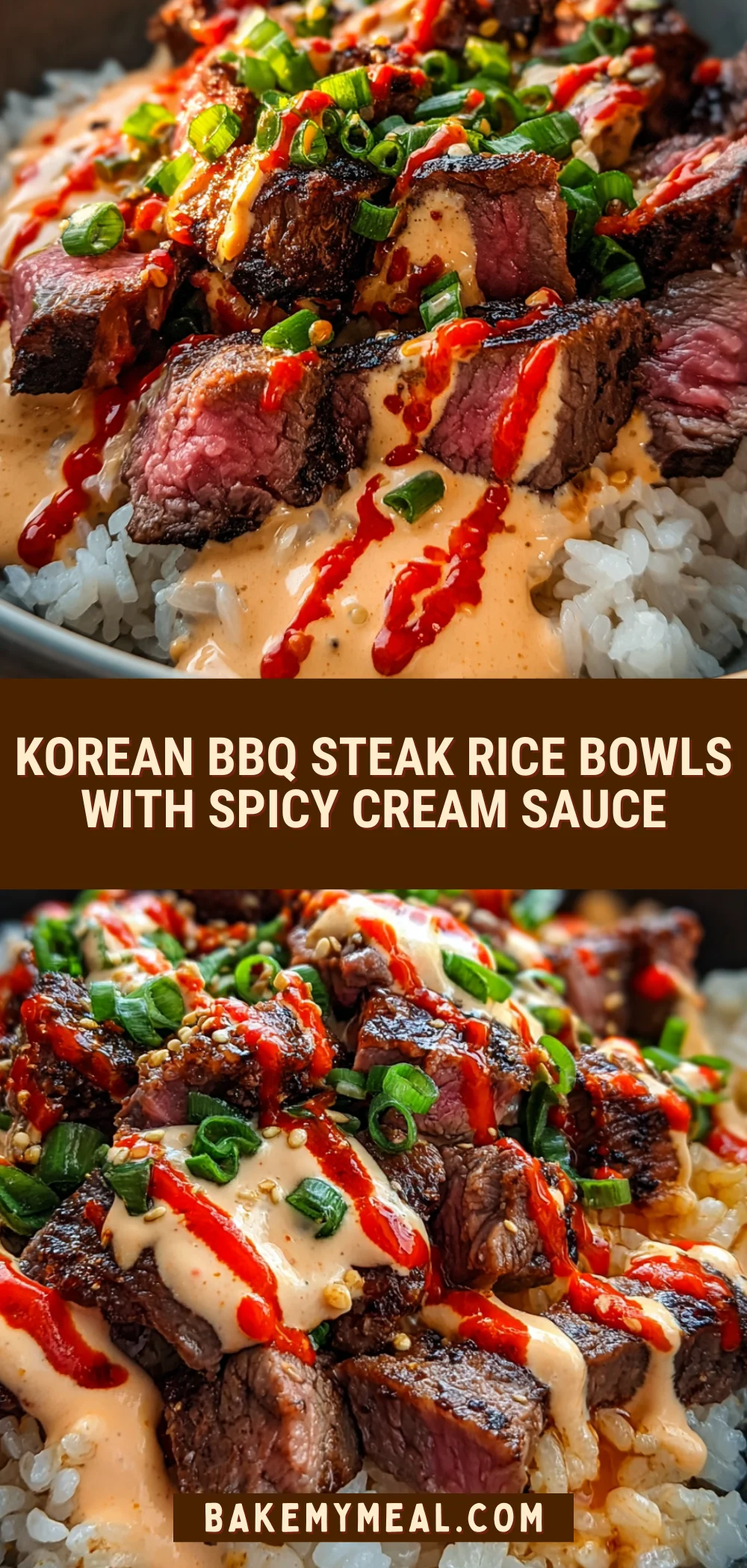 Korean BBQ Steak Rice Bowls with Spicy Cream Sauce 24 Pinterest Hidden Image