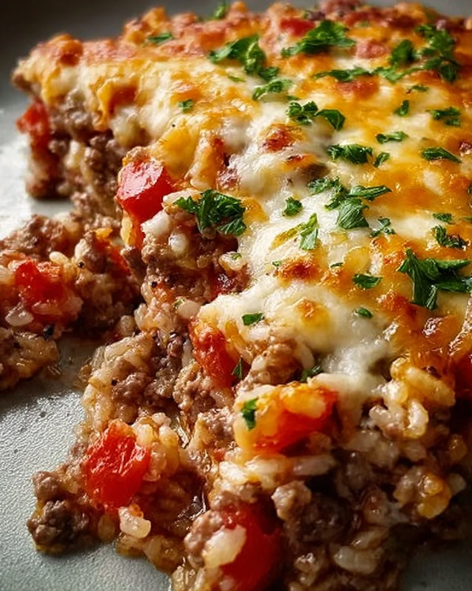 Cheesy Hamburger Rice Casserole