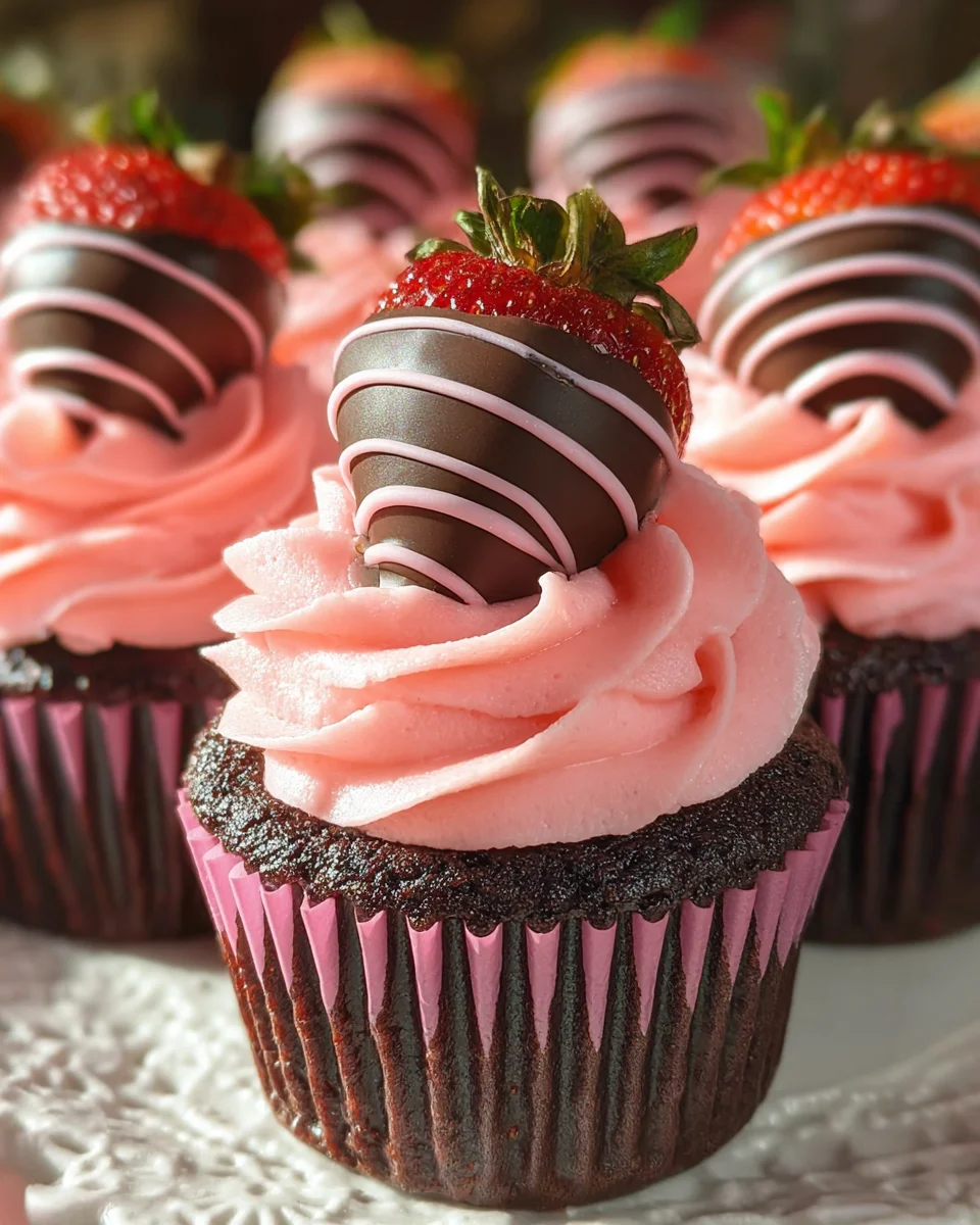 Chocolate Covered Strawberry Cupcakes 24 Chocolate
