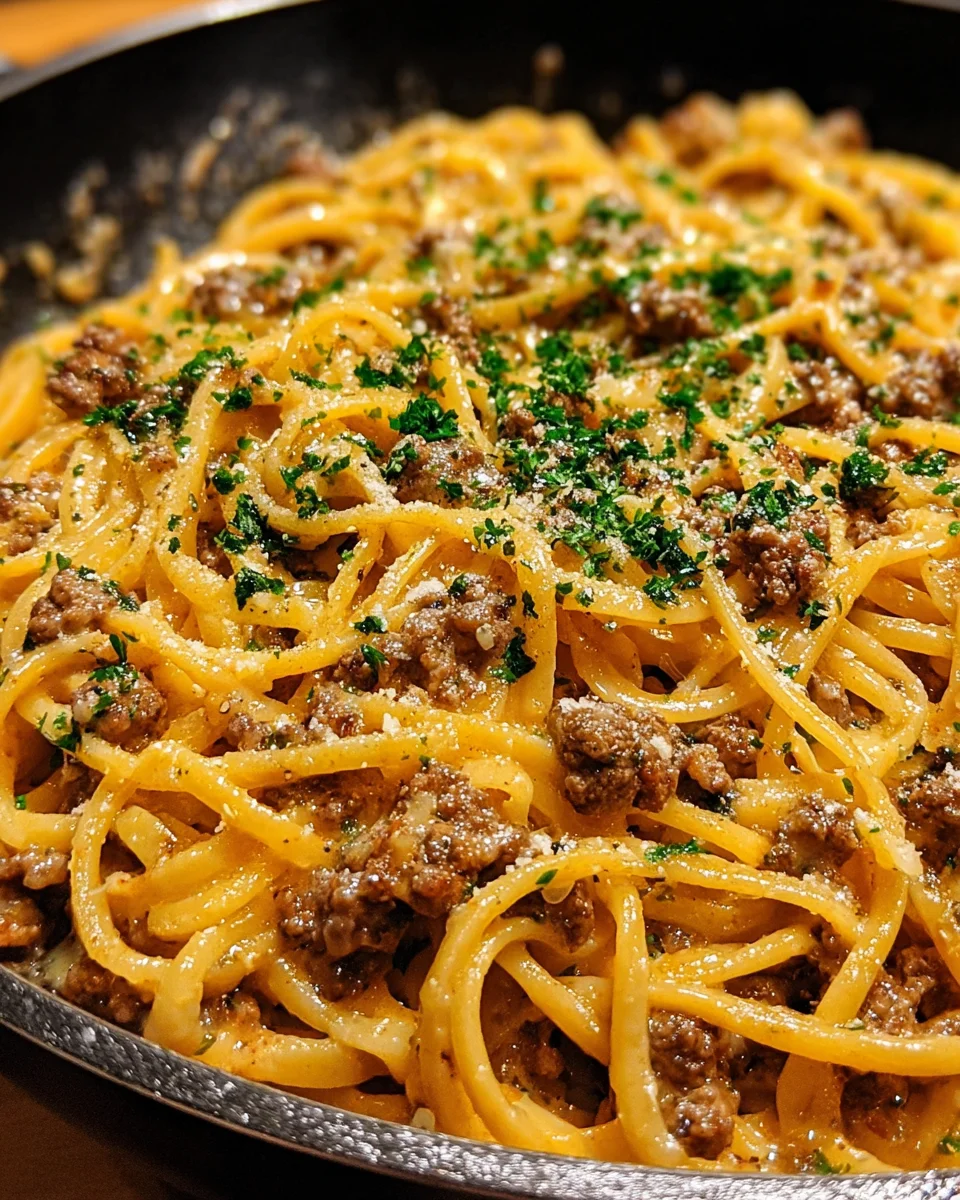 One-Pot Creamy Beef and Garlic Butter Pasta