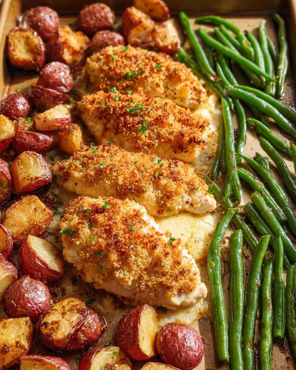 Parmesan Crusted Chicken Sheet Pan Dinner