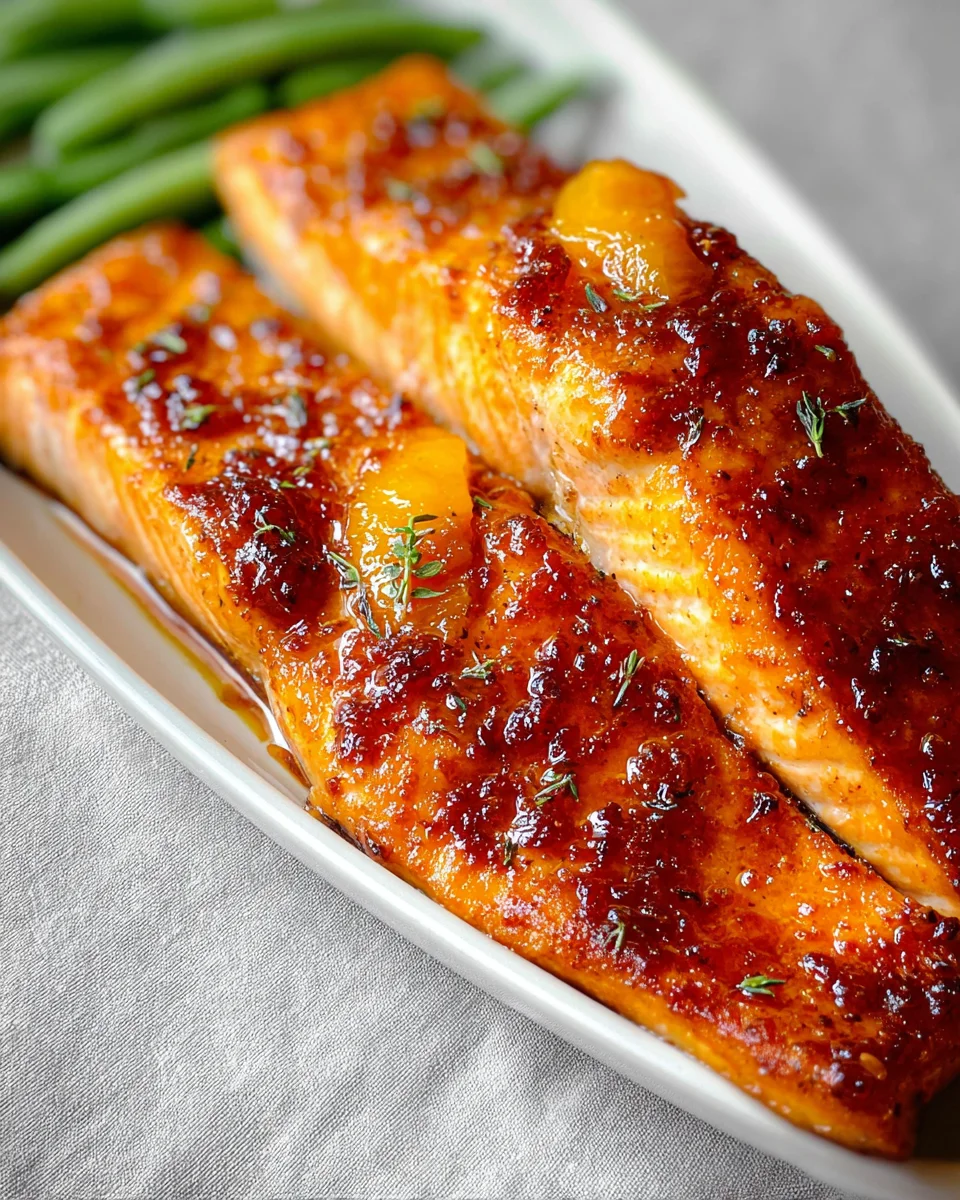 Bourbon Peach Glazed Salmon