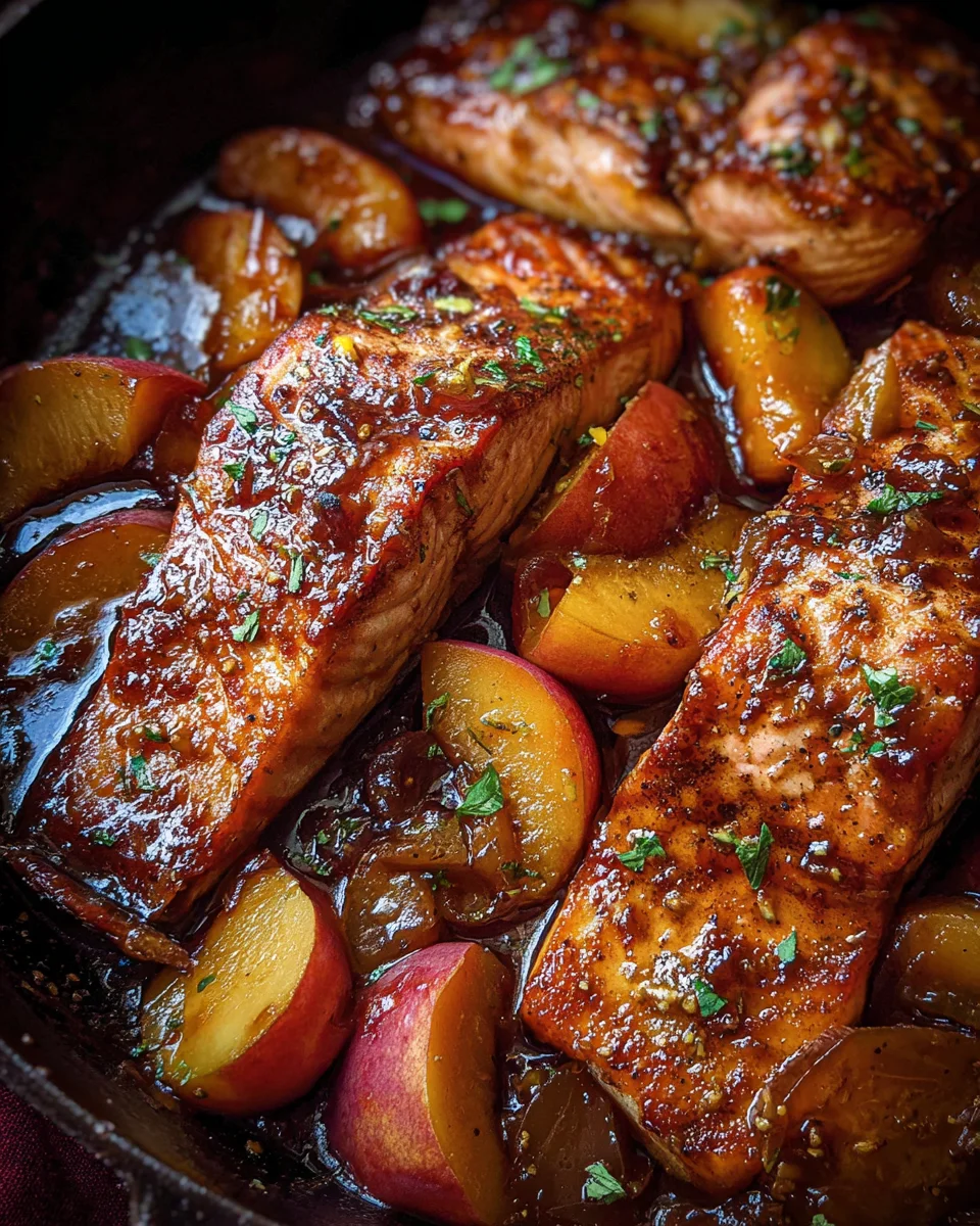 Bourbon Peach Roasted Salmon