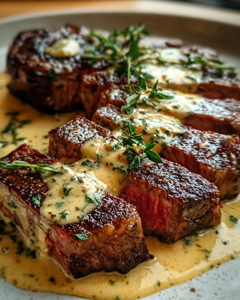 Juicy Steak with Creamy Garlic Sauce