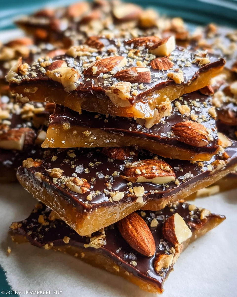 Salted Dark Chocolate Almond Toffee