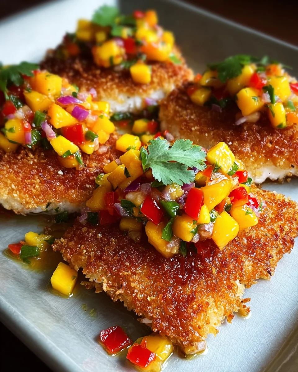 Tropical Coconut Crusted Fish with Mango Salsa