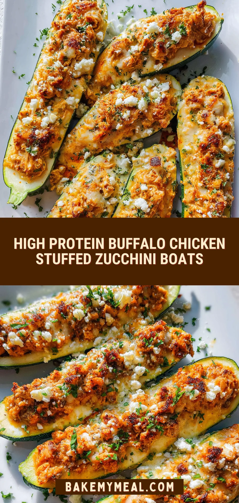 High Protein Buffalo Chicken Stuffed Zucchini Boats 24 Pinterest Hidden Image