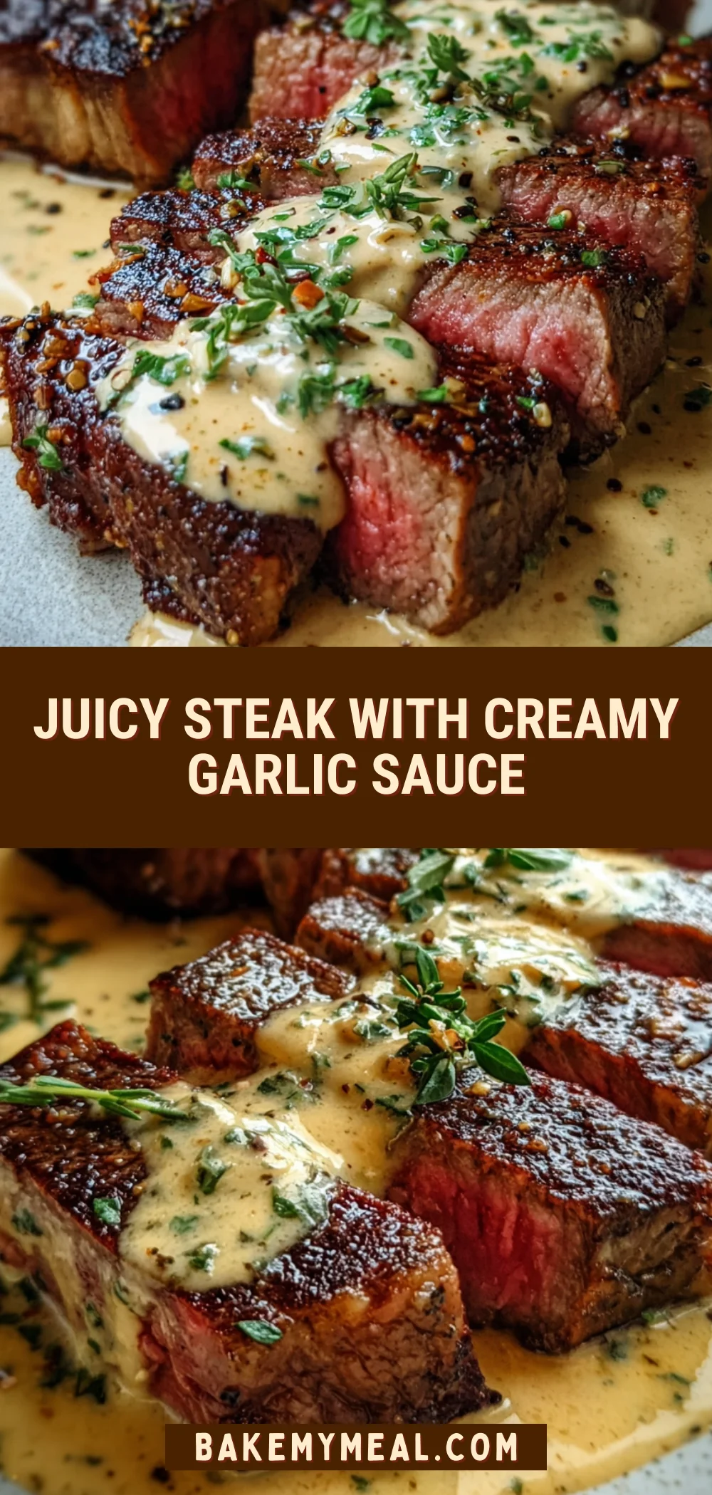 Juicy Steak with Creamy Garlic Sauce 21 Pinterest Hidden Image