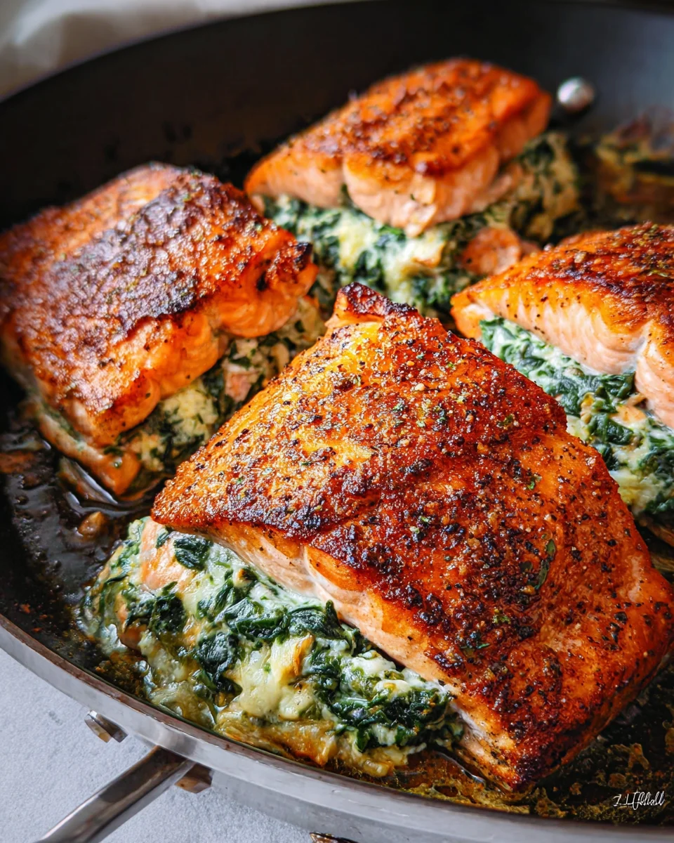 Blackened Salmon Stuffed with Spinach & Parmesan 20 Blackened
