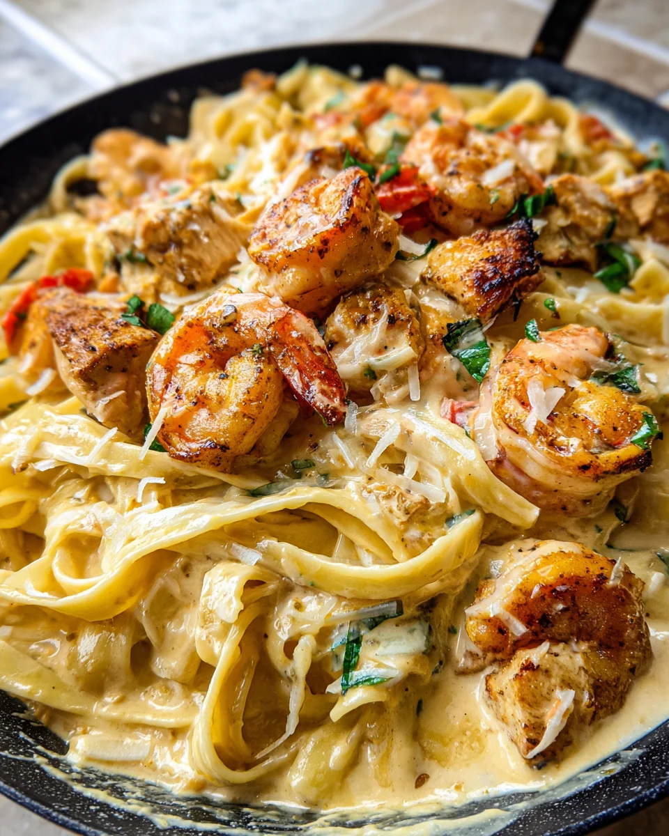 Cajun Chicken and Shrimp Alfredo