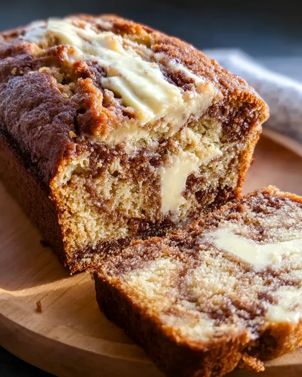 Cream Cheese Cinnamon Swirl Banana Bread