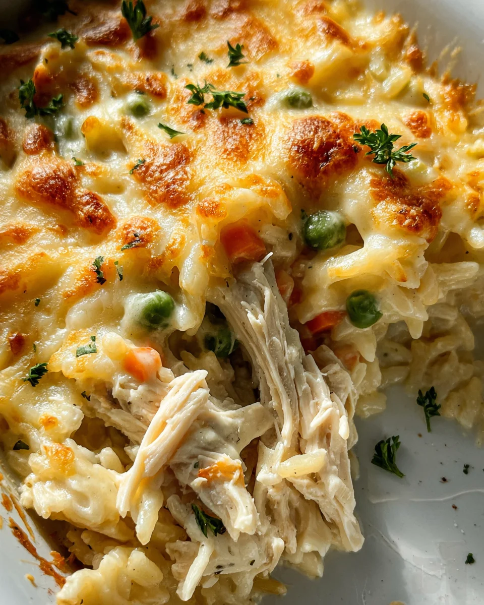Dump-and-Bake Chicken Alfredo Rice Casserole Recipe