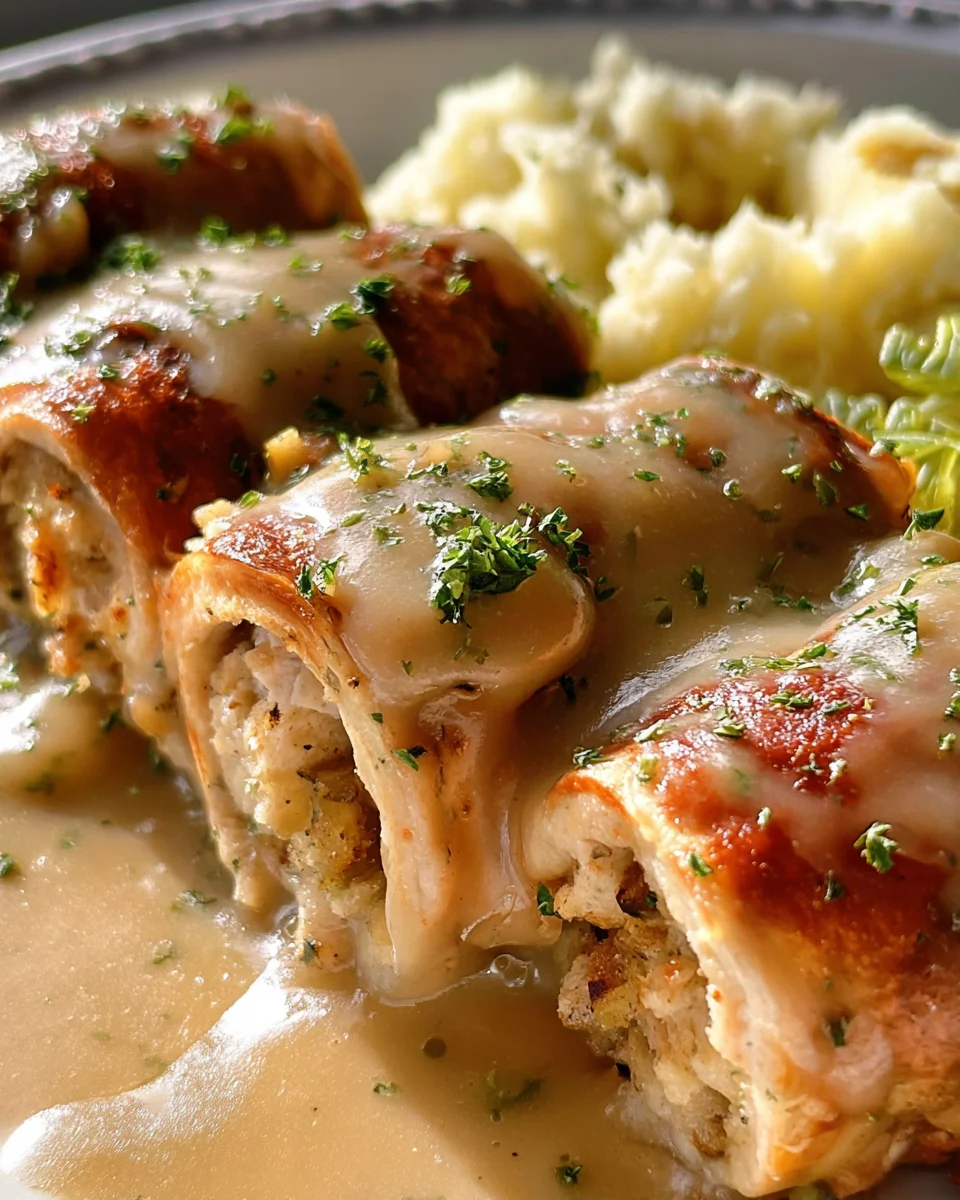Easy Turkey & Stuffing Roll Ups with Creamy Gravy 20 Easy Turkey & Stuffing Roll Ups with Creamy Gravy