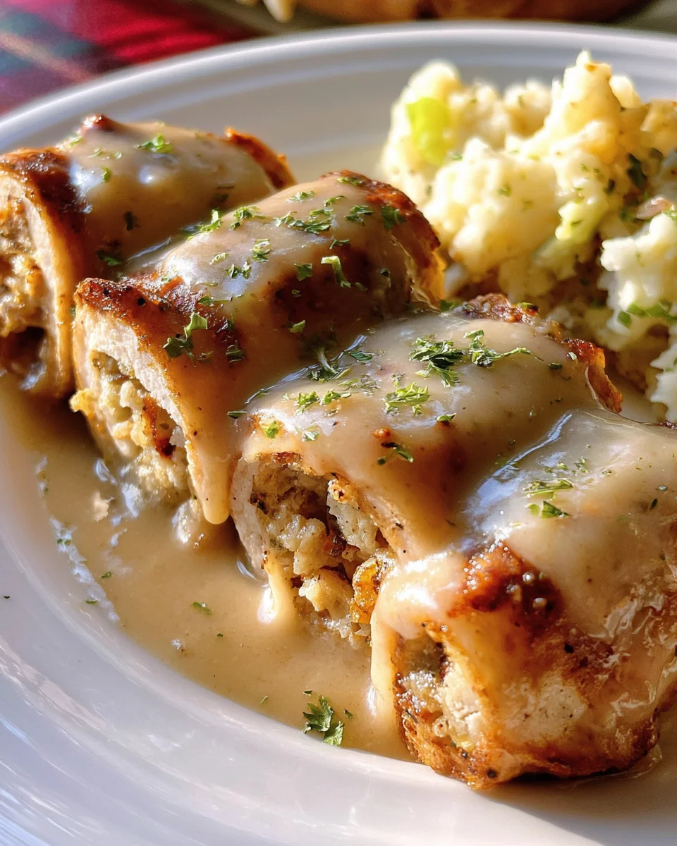 Easy Turkey & Stuffing Roll Ups with Creamy Gravy 16 Easy