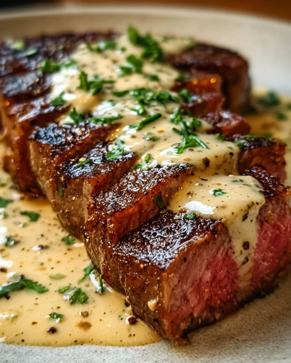 Juicy Steak with Creamy Garlic Sauce 22 Juicy
