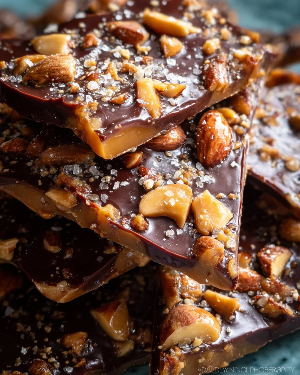 Salted Dark Chocolate Almond Toffee 17 Salted