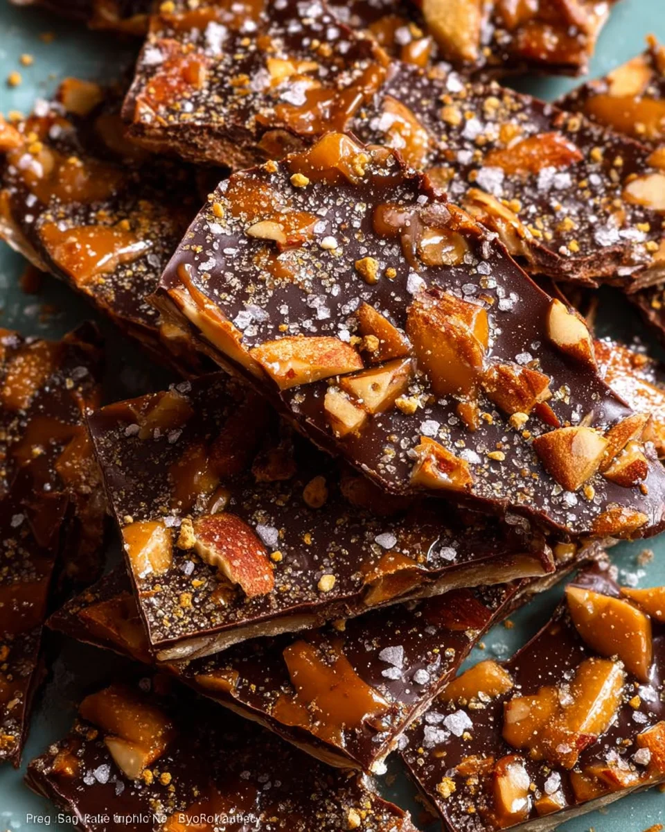 Salted Dark Chocolate Almond Toffee 18 Salted