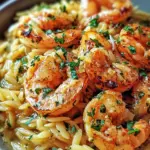 Shrimp Orzo in Lemon Garlic Sauce