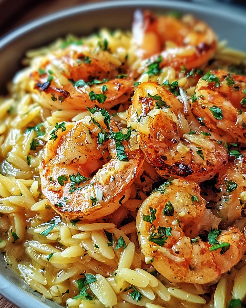Shrimp Orzo in Lemon Garlic Sauce