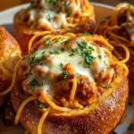 Spaghetti Garlic Bread Bowls