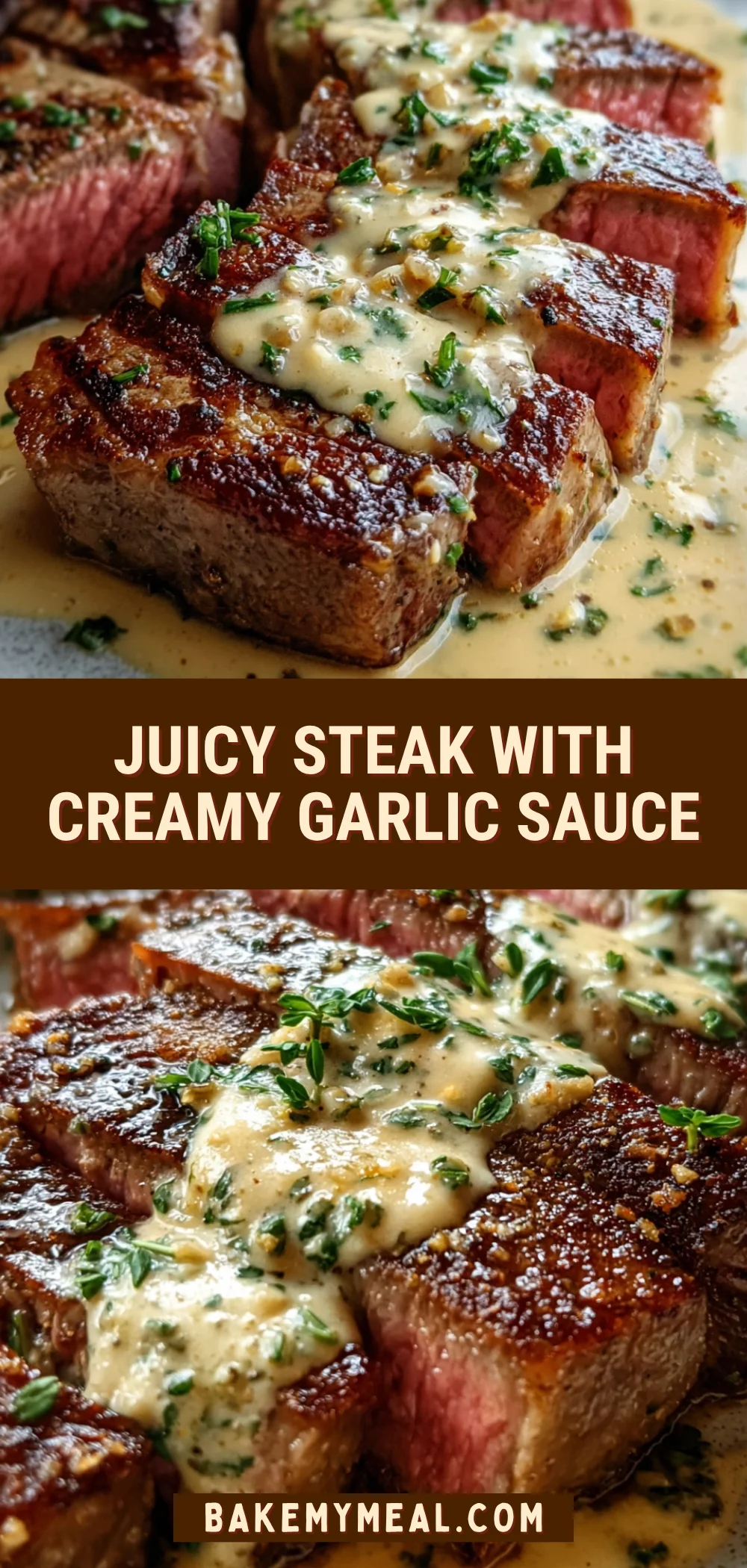 Juicy Steak with Creamy Garlic Sauce 20 Pinterest Hidden Image